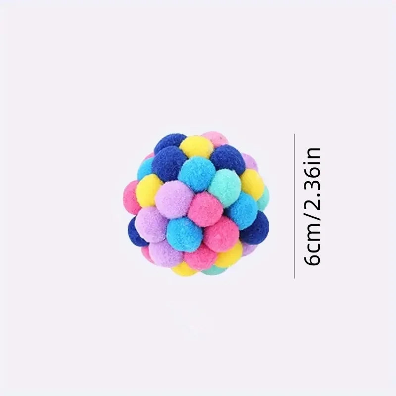 Nylon Cat Ball Toy Set With Elastic Bell Interactive Play