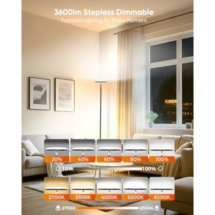 LED Floor Lamp With Remote And Touch Control, Dimmable Torchiere