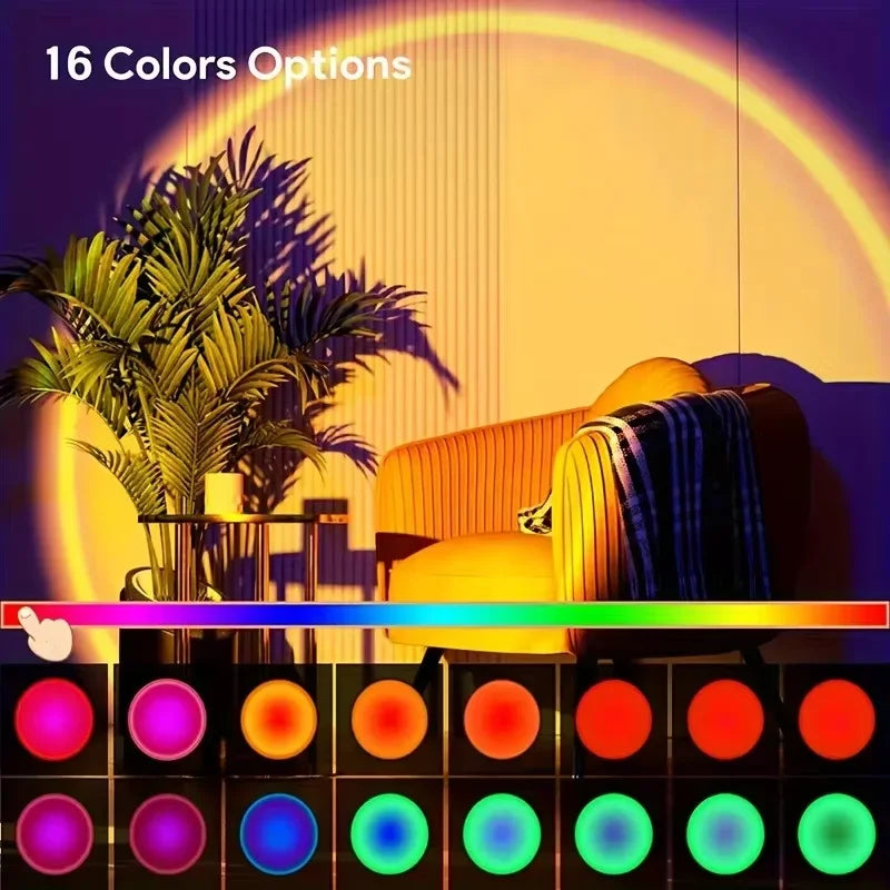 Vibrant Sunset Projection Light With 16 Color Spectrum USB Remote