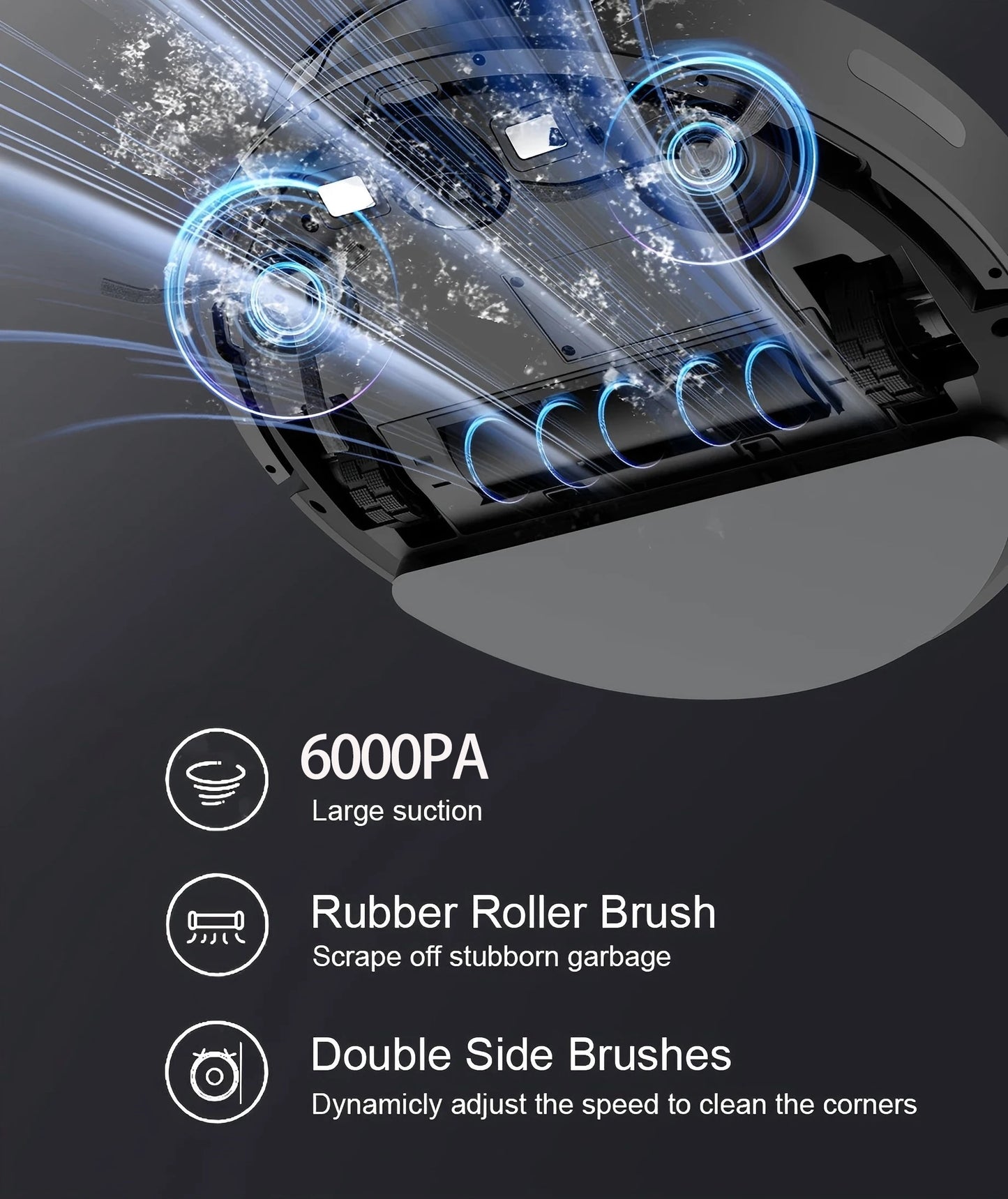 BOAIMORE Robot Vacuum Cleaner With Mop, 6000PA Suction, Smart Mapping