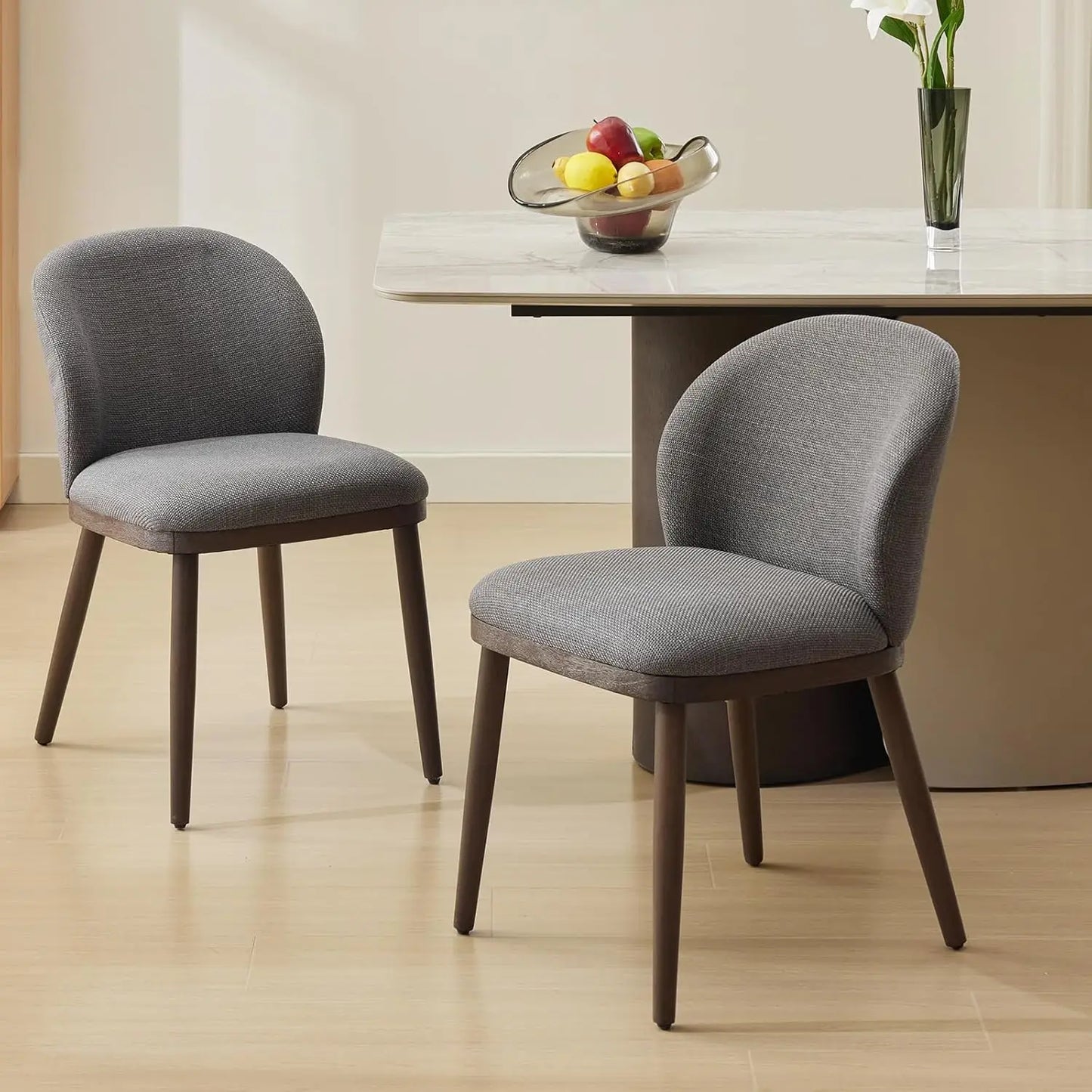 HiMISS Modern Set Of 2 Upholstered Dining Chairs With Ergonomic Back