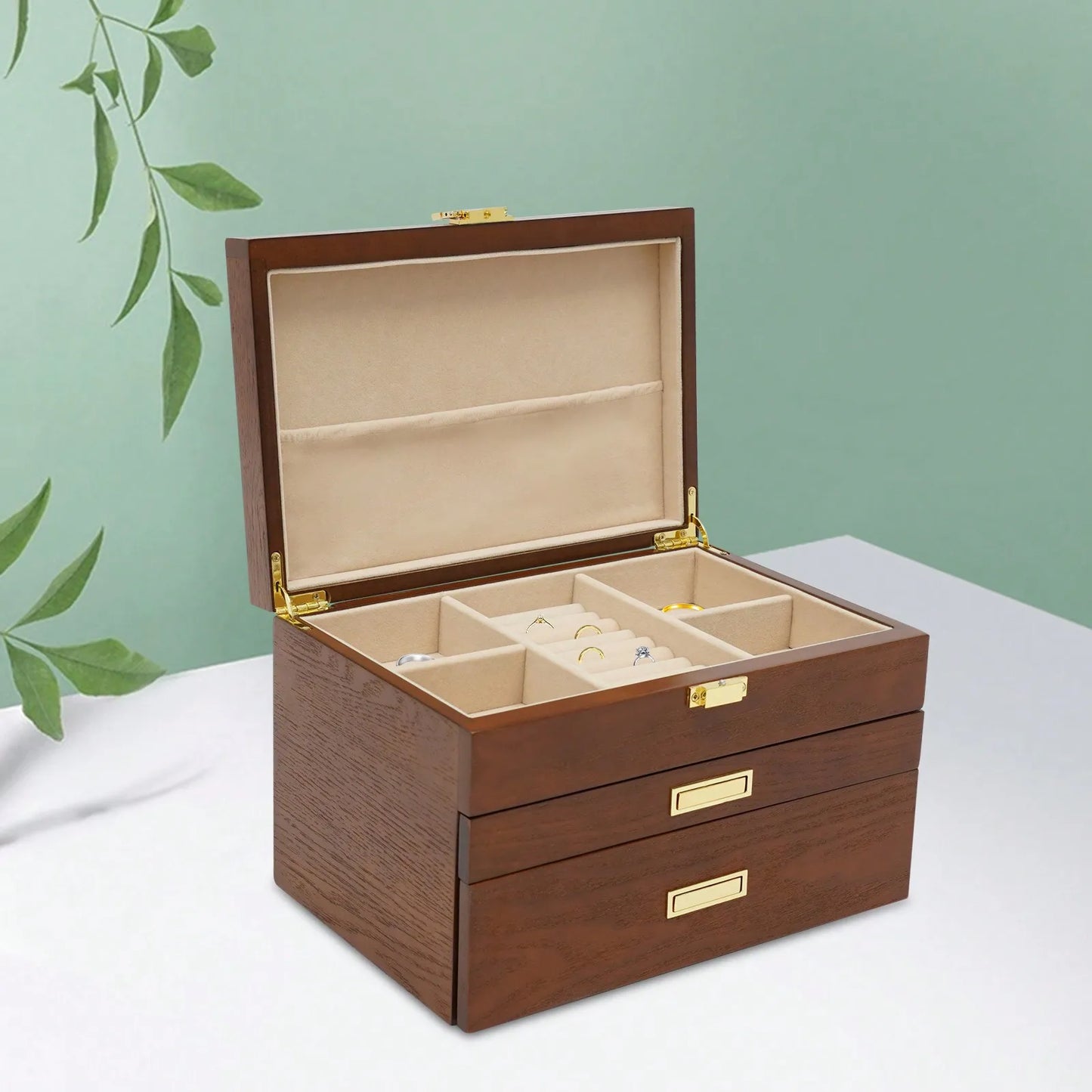 Elegant Wooden Jewelry And Watch Display Case Organizer
