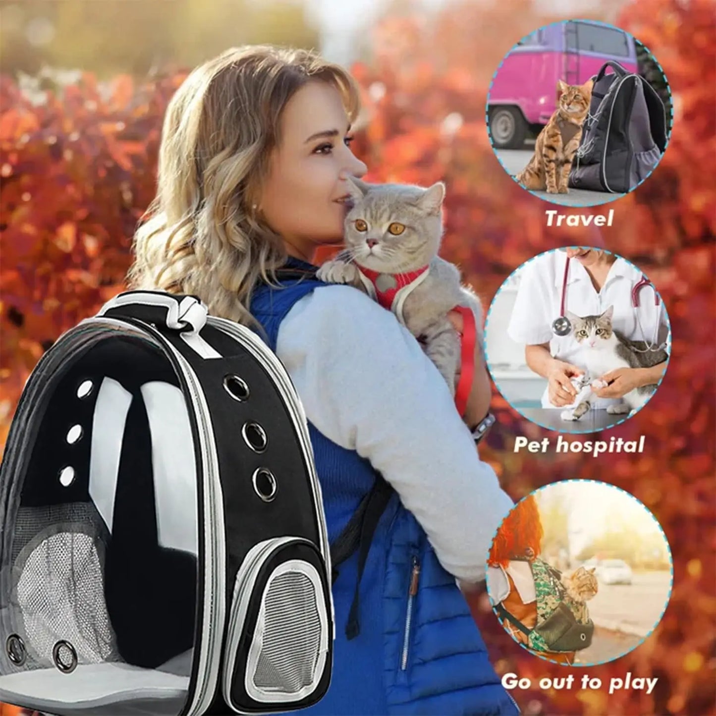 Breathable Space Pet Carrier Backpack for Cats and Small Dogs