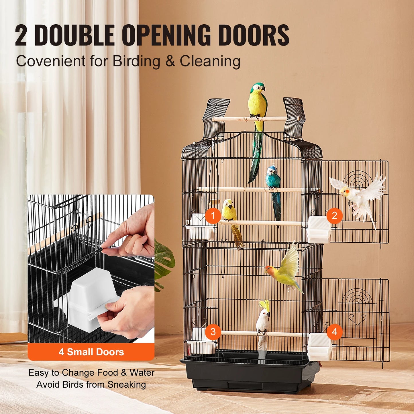 SucceBuy Open Top Parrot Bird Cage With Swing For Travel