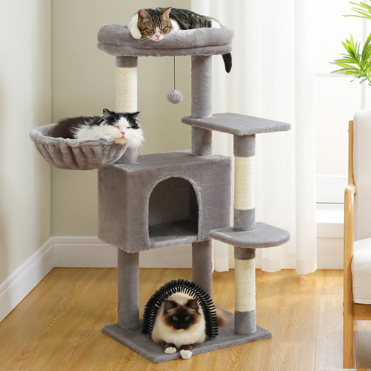 PAWZ Road Cat Tree With Toy Tower Plush Perch Scratching Posts