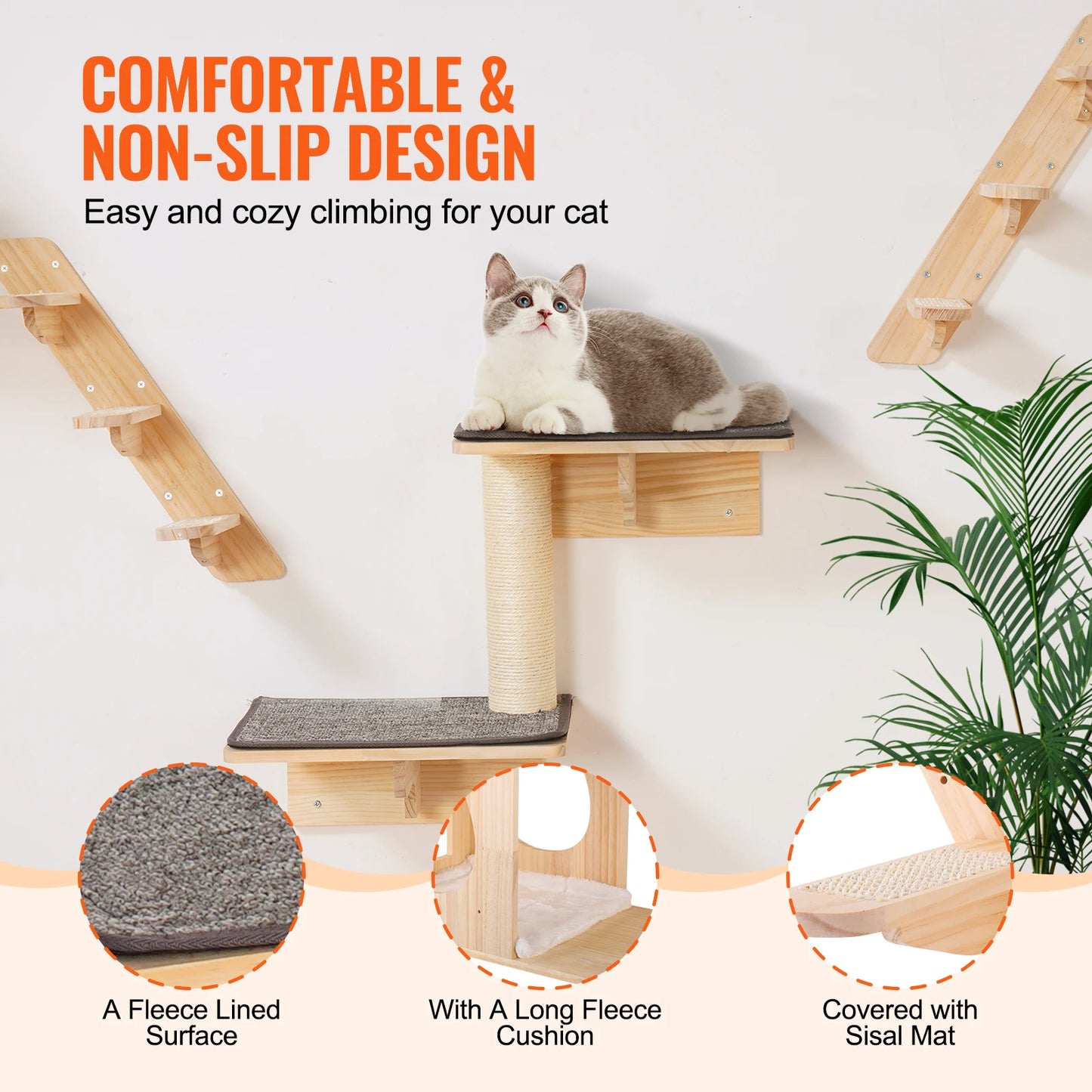 SucceBuy Double Tier Wall Mounted Cat Shelves and Perches