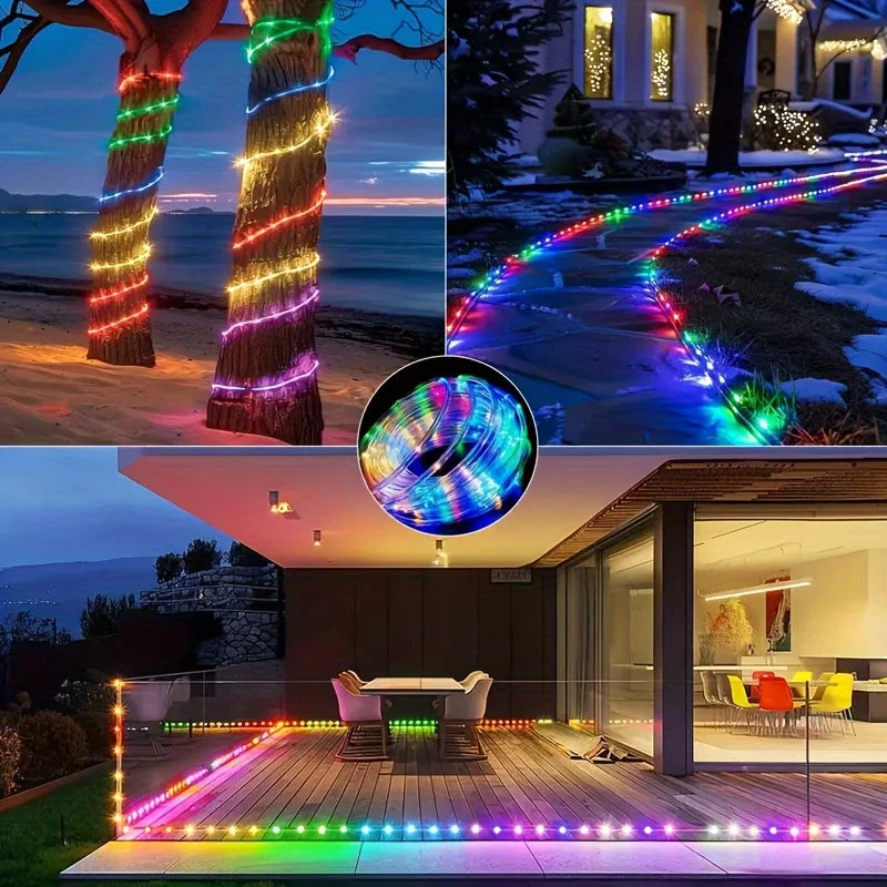 Peach Forest Solar LED Tube Light 100LED Rope String Light