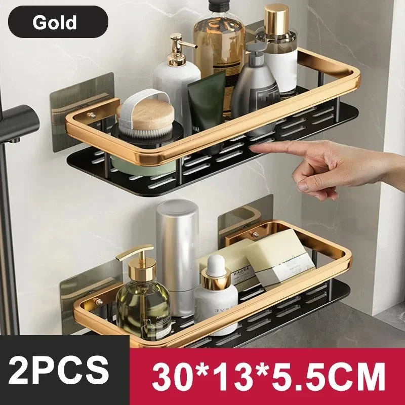 Aluminum Alloy Shower Shelf Wall Mounted No Drill