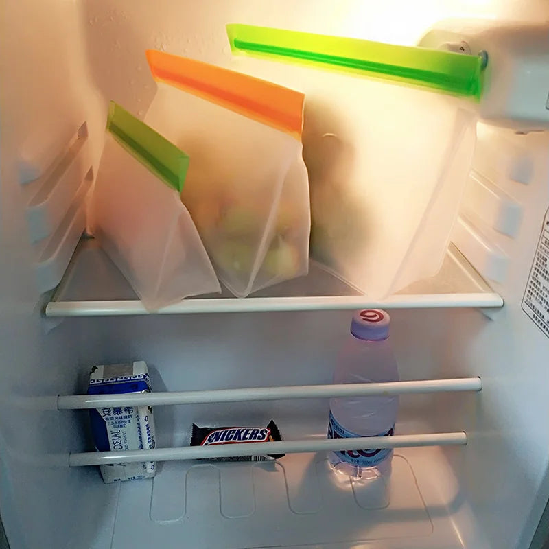 Reusable Silicone Food Storage Bag Stand Up Leakproof Freezer