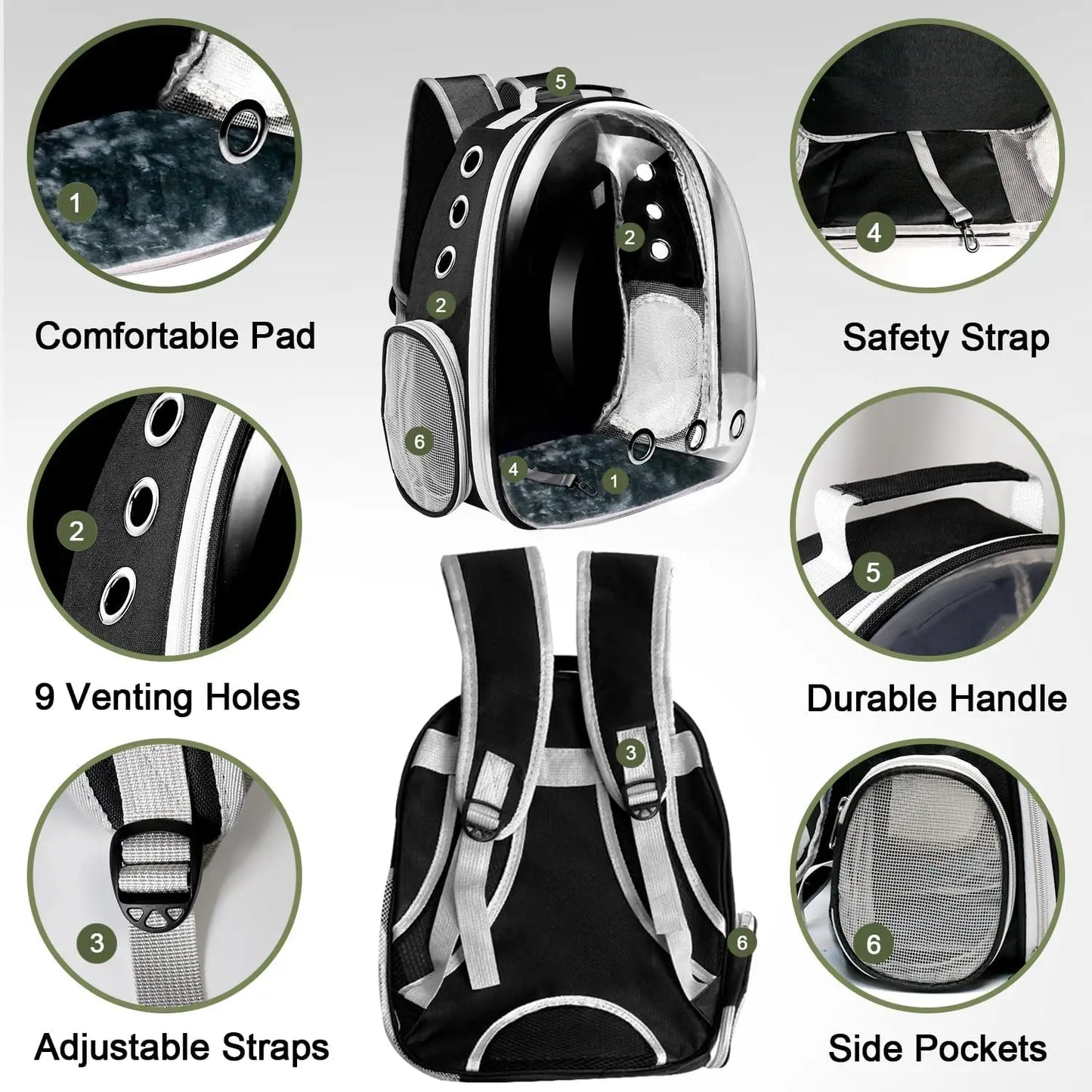 Breathable Space Pet Carrier Backpack for Cats and Small Dogs