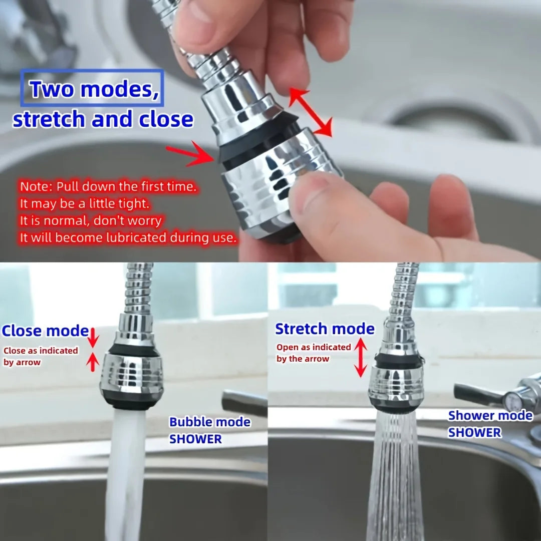Stainless Steel Kitchen Faucet Sprinkler Water Saving Extender Rotating Spray