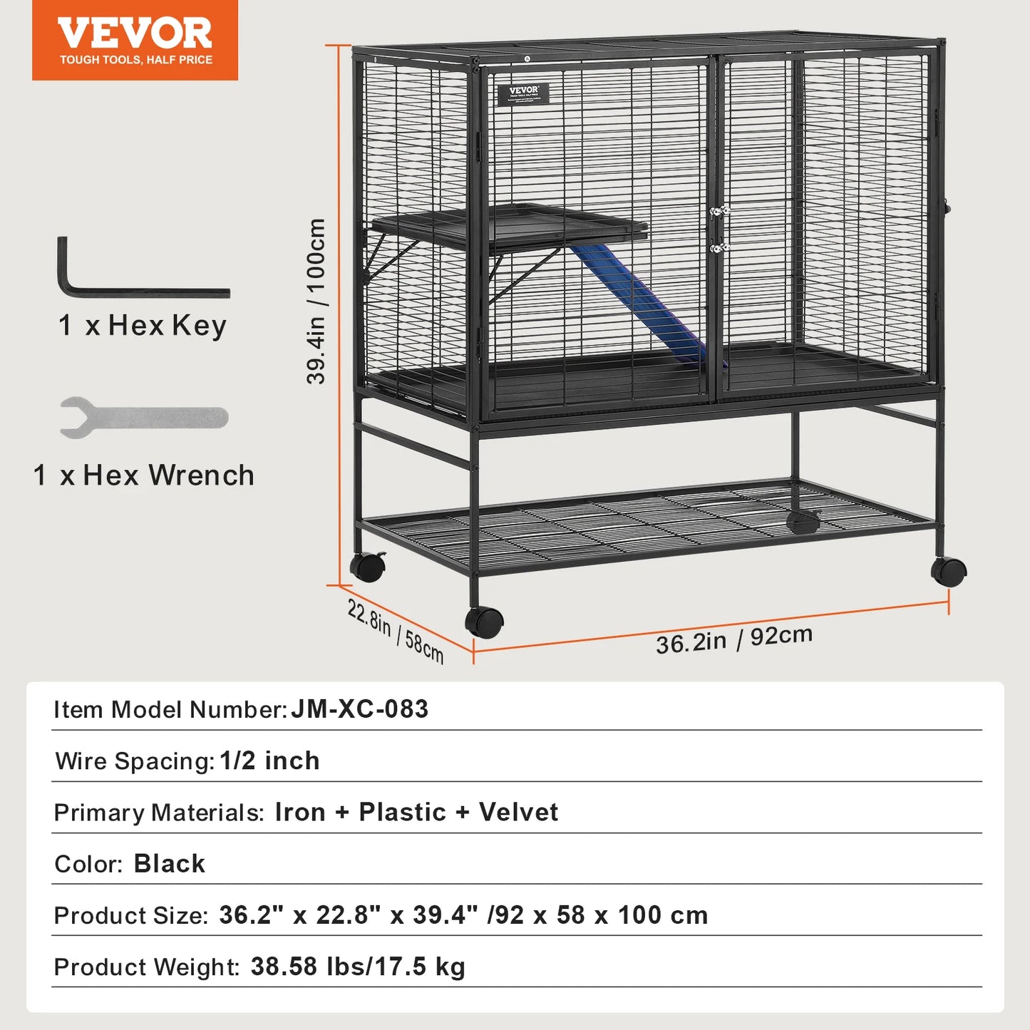 SucceBuy 4-Tier Rolling Metal Ferret Cage for Small Animals