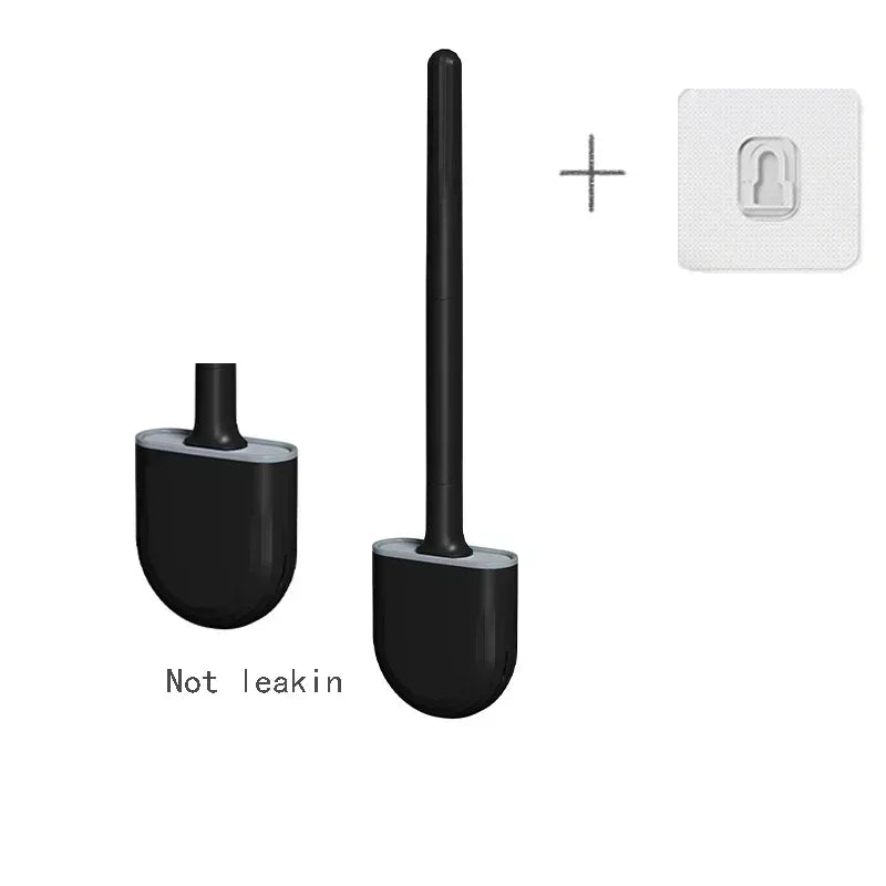 Silicone Wall Mounted Toilet Brush Set With Flexible Flat Head