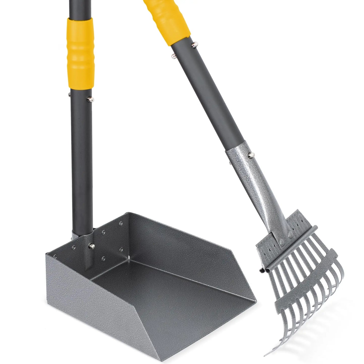 Dog Pooper Scooper Tray And Rake Set With Stainless Handles