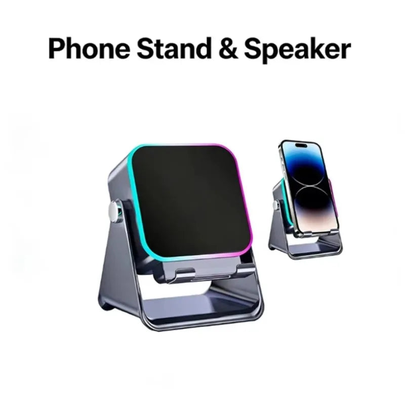5-In-1 Auto-Induction Wireless Speaker With Phone Holder And RGB Lights