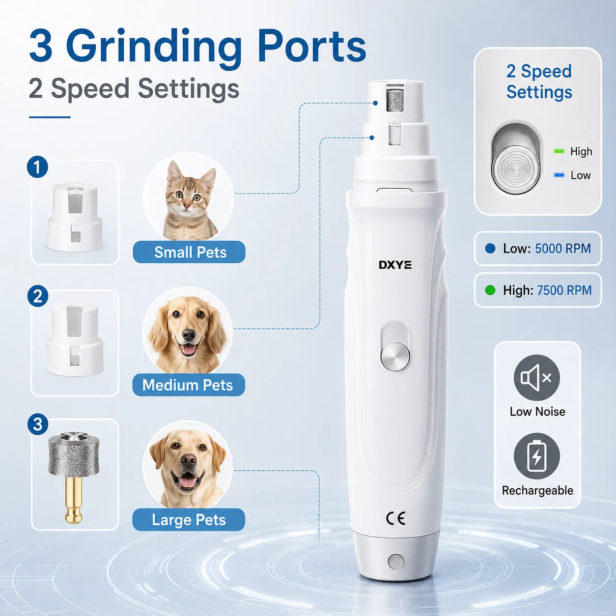 USB Rechargeable Electric Pet Nail Grinder For Dogs And Cats