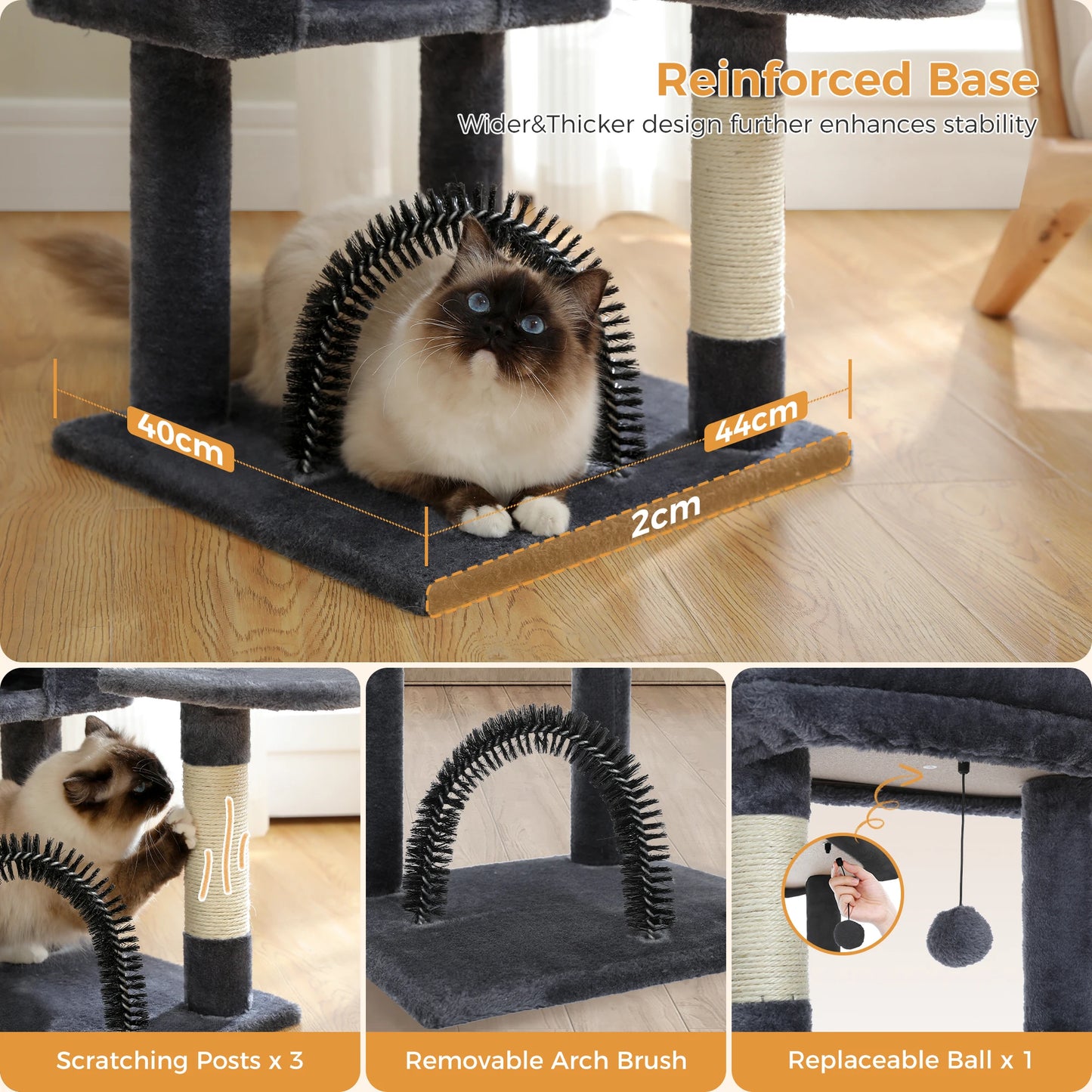 PAWZ Road Cat Tree With Toy Tower Plush Perch Scratching Posts