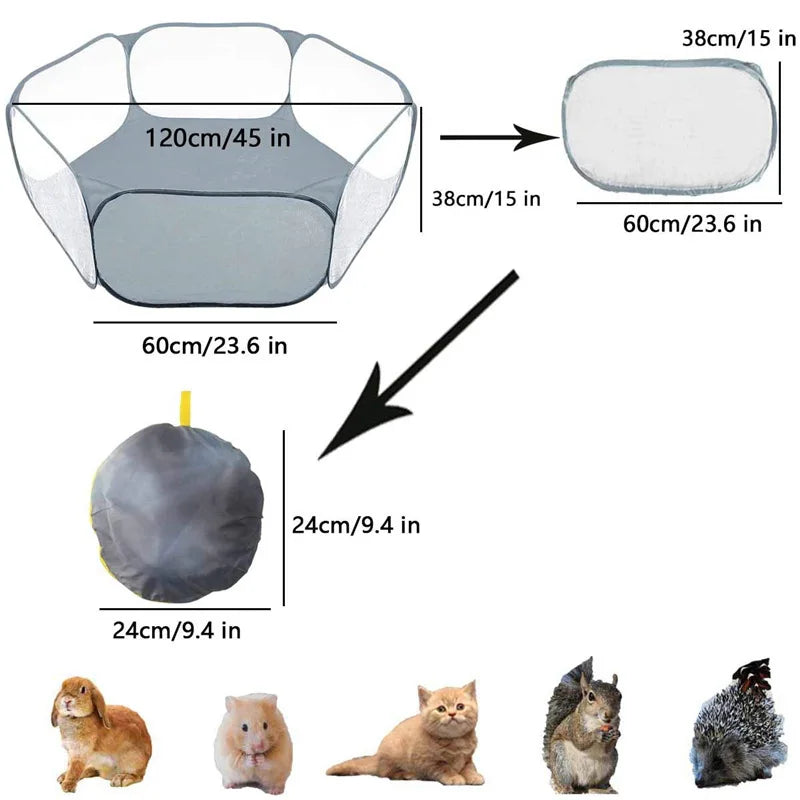 Foldable Transparent Pet Cage Playpen For Dogs Cats And Rabbits