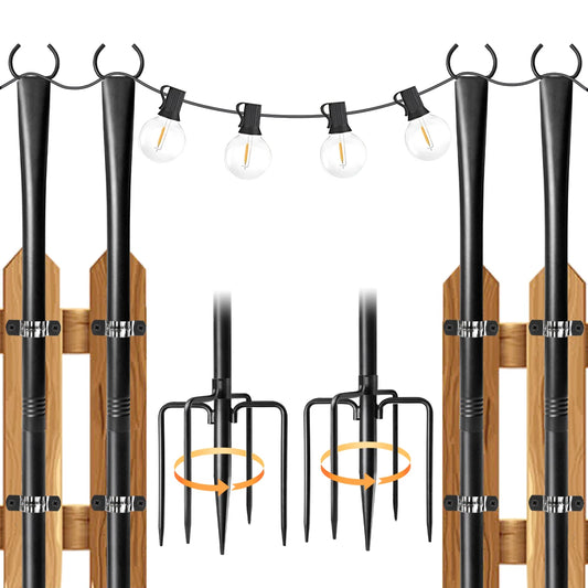 Aiopp String Light Poles For Outdoor Garden Adjustable Heavy Duty
