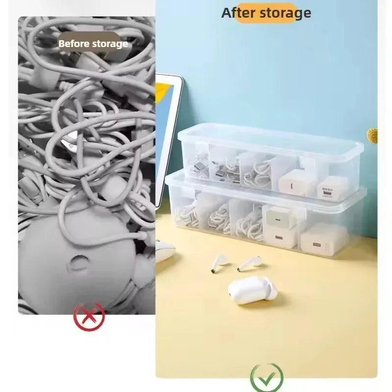 Transparent Cable Storage Box With Lid Office And Home Use
