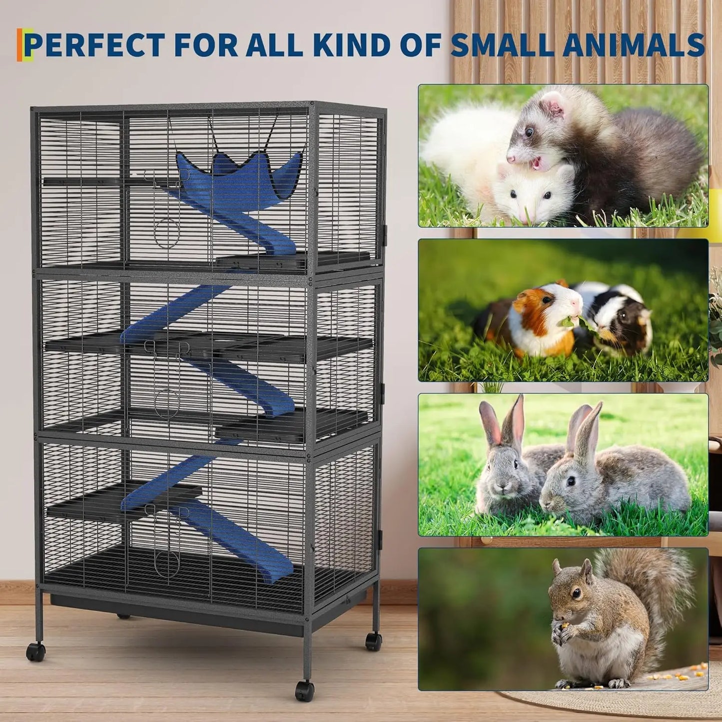 Multi Level Bird Cage With Rolling Stand For Parrots And Small Pets