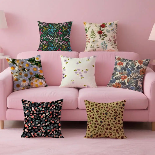 Pastoral Floral Cushion Cover With Concealed Zipper Polyester Cotton