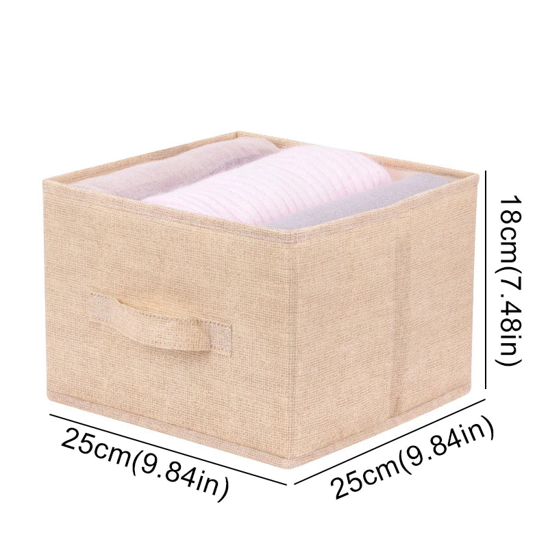Cotton Linen Collapsible Hanging Closet Organizer With Drawers