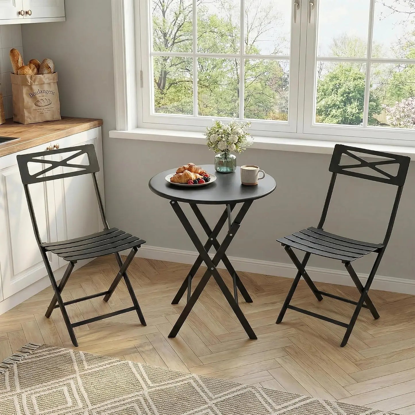 HobbyLane Outdoor Folding Bistro Set, Metal Patio Table And Chairs
