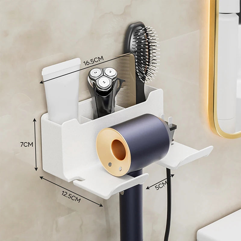 Multifunctional Hair Dryer Holder Wall Mount and Stand Organizer