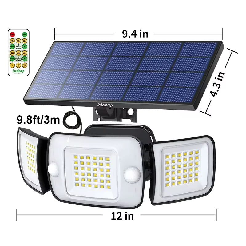 Intelamp Outdoor Solar LED Flood Light With Two Motion Sensors