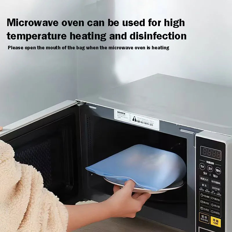 Silicone Self Sealing Freezer Bag Leakproof Reusable Food Storage Picnic