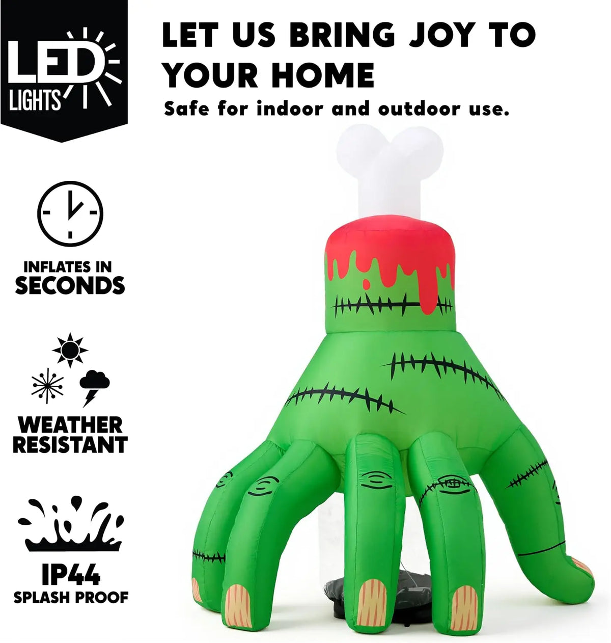 Joyfy Halloween Inflatable Zombie Hand With LED Lights And Music