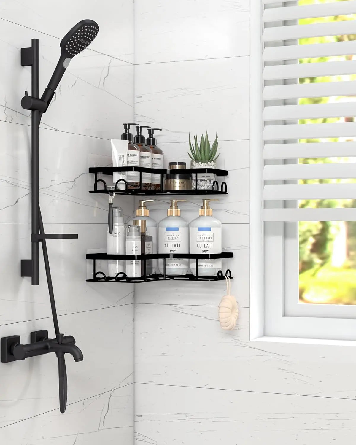 Corner Shower Caddy 2 Pack Adhesive Stainless Steel Shelves