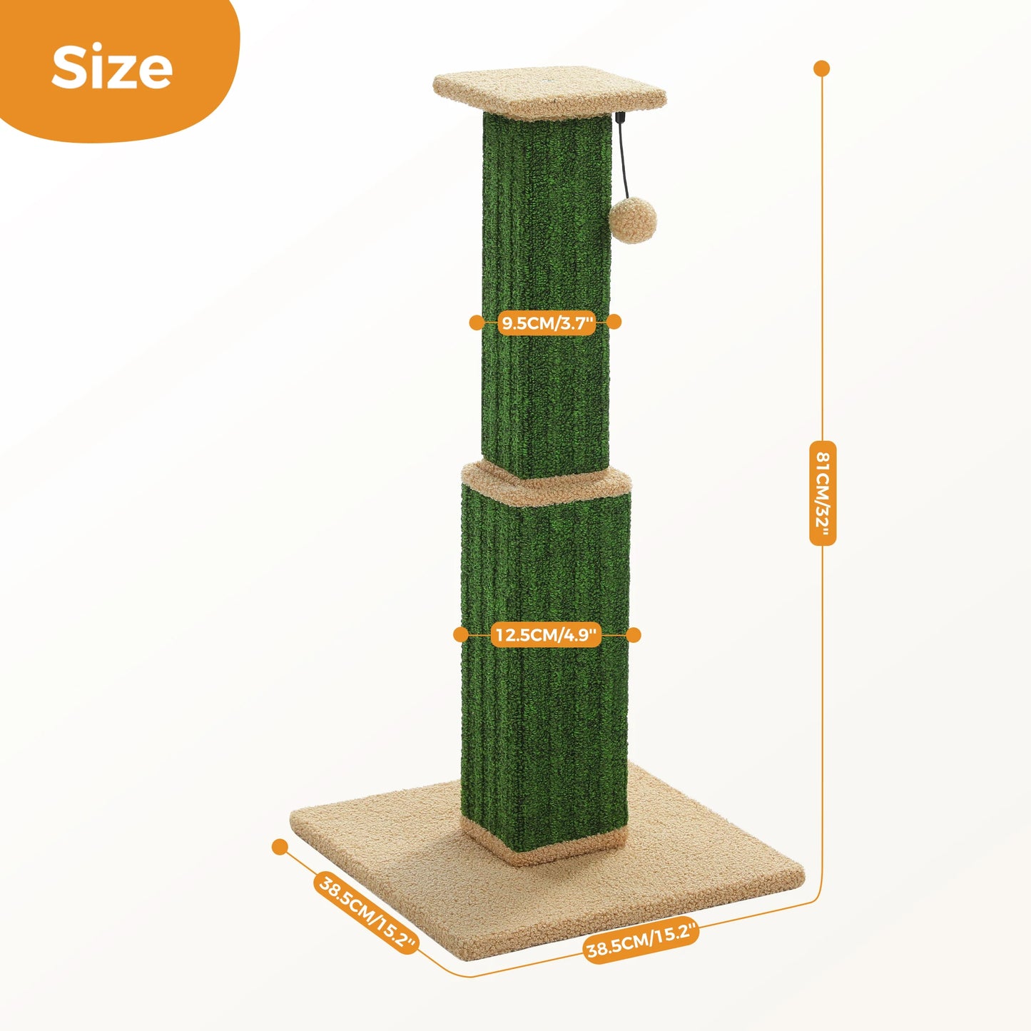 PAWZ Road Large Indoor Cat Scratching Post With Dangling Ball