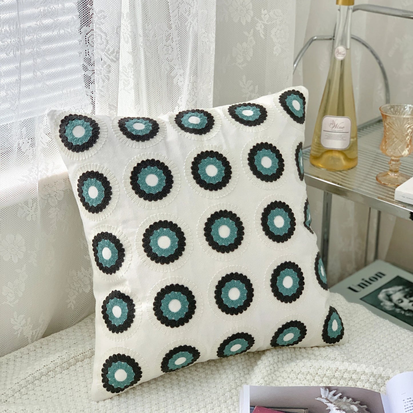 Ethnic Style Floral Embroidered Cotton Pillow Cover