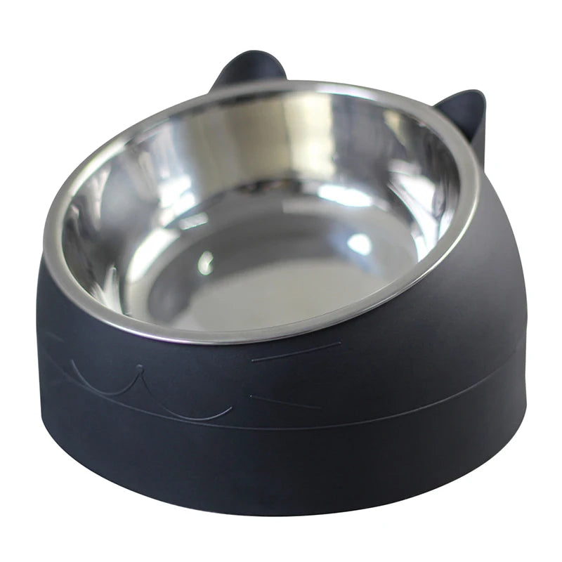 Stainless Steel Cat Bowls Non Slip Base 15 Degree Tilt