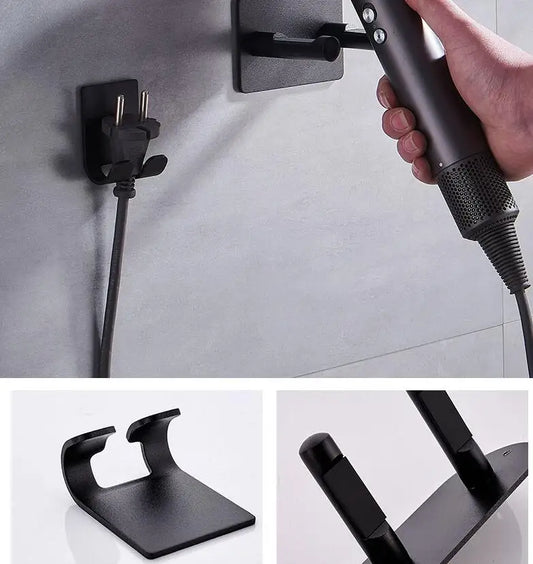 Aluminum Wall Mounted Hair Dryer Organizer For Clutter Free Bathroom