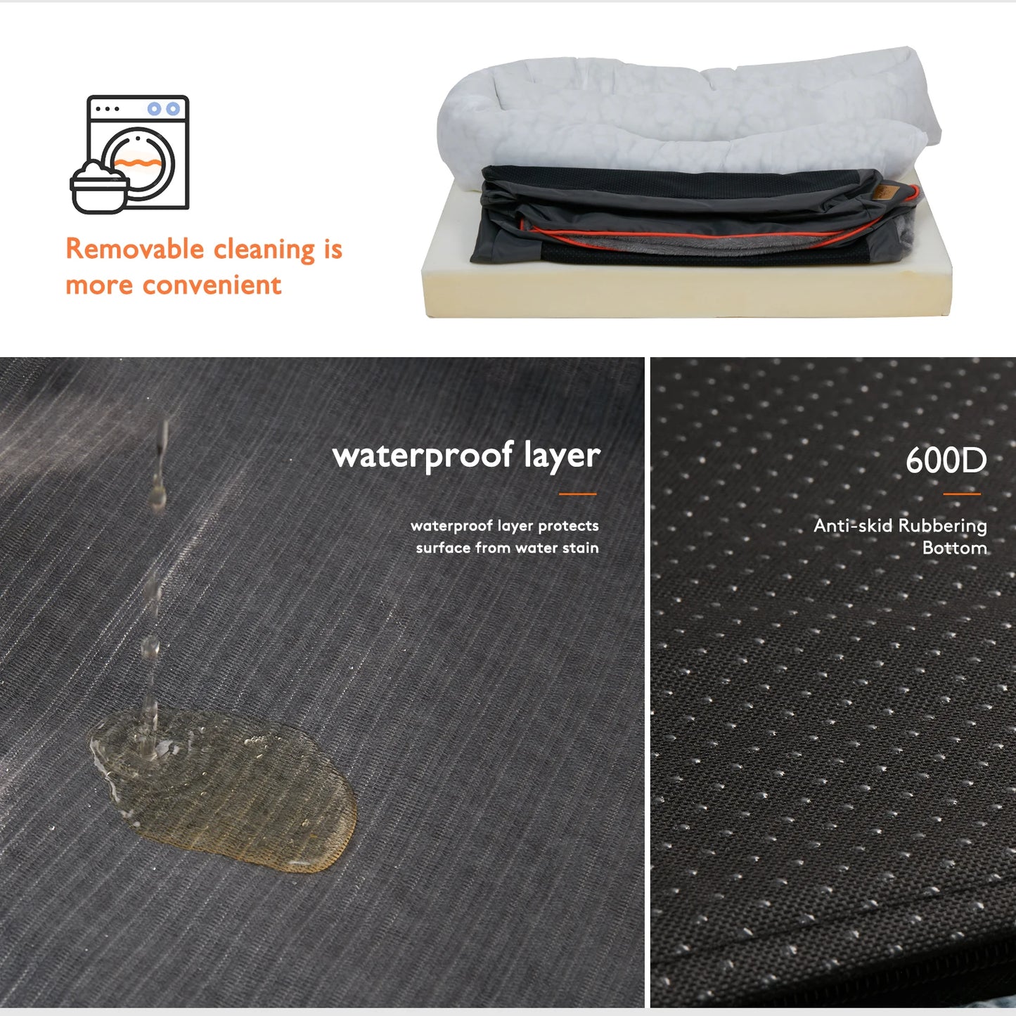BINGOPAW Removable Washable Cover Dog Bed With Anti Allergy Fleece