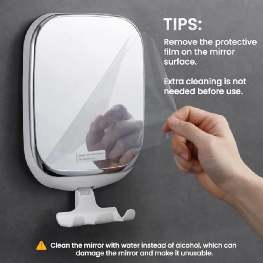 Fogless Shower Mirror With Razor Holder No Drill Removable