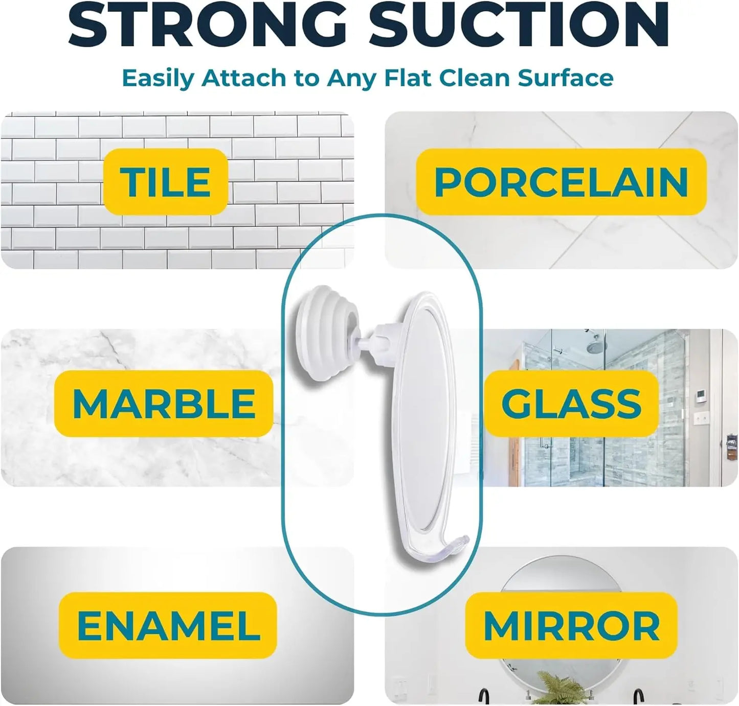 Fogless Shower Mirror With Suction Mount Swivel Razor Holder