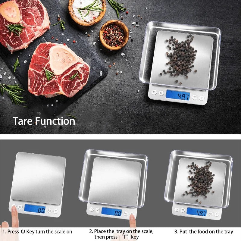 Digital Kitchen Scale 3000g, 0.1g Precision, 6 Modes, LCD