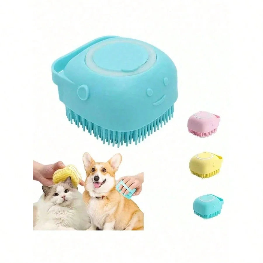 Pet Shampoo Brush With Silicone Dispenser For Dogs And Cats Grooming