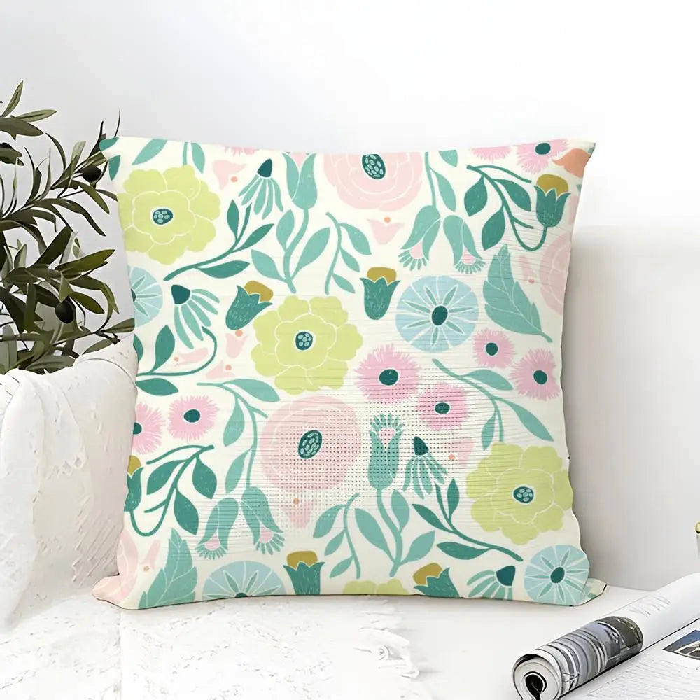 Elizabeth Olwen Modern Flowers Pillow Case Linen Cushion Cover