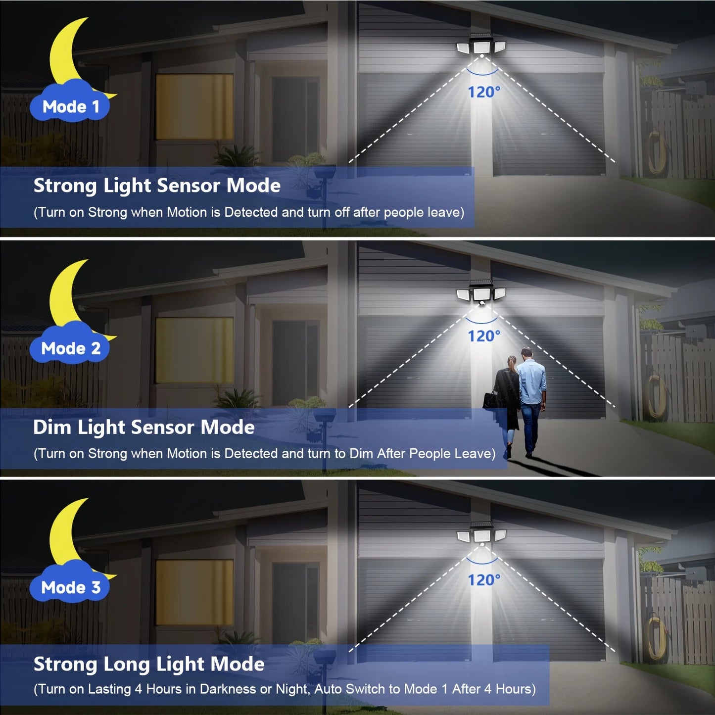 SZRSTH 3 Pack Outdoor Solar Lights Motion Sensor LED Security