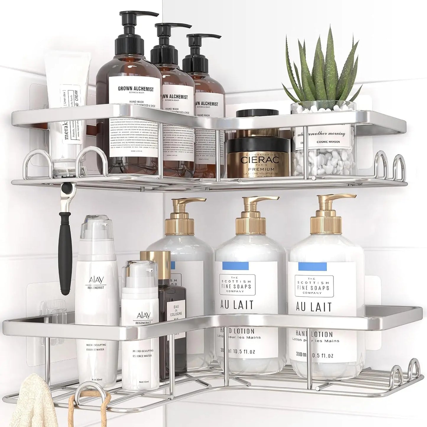 Corner Shower Caddy 2 Pack Adhesive Stainless Steel Shelves