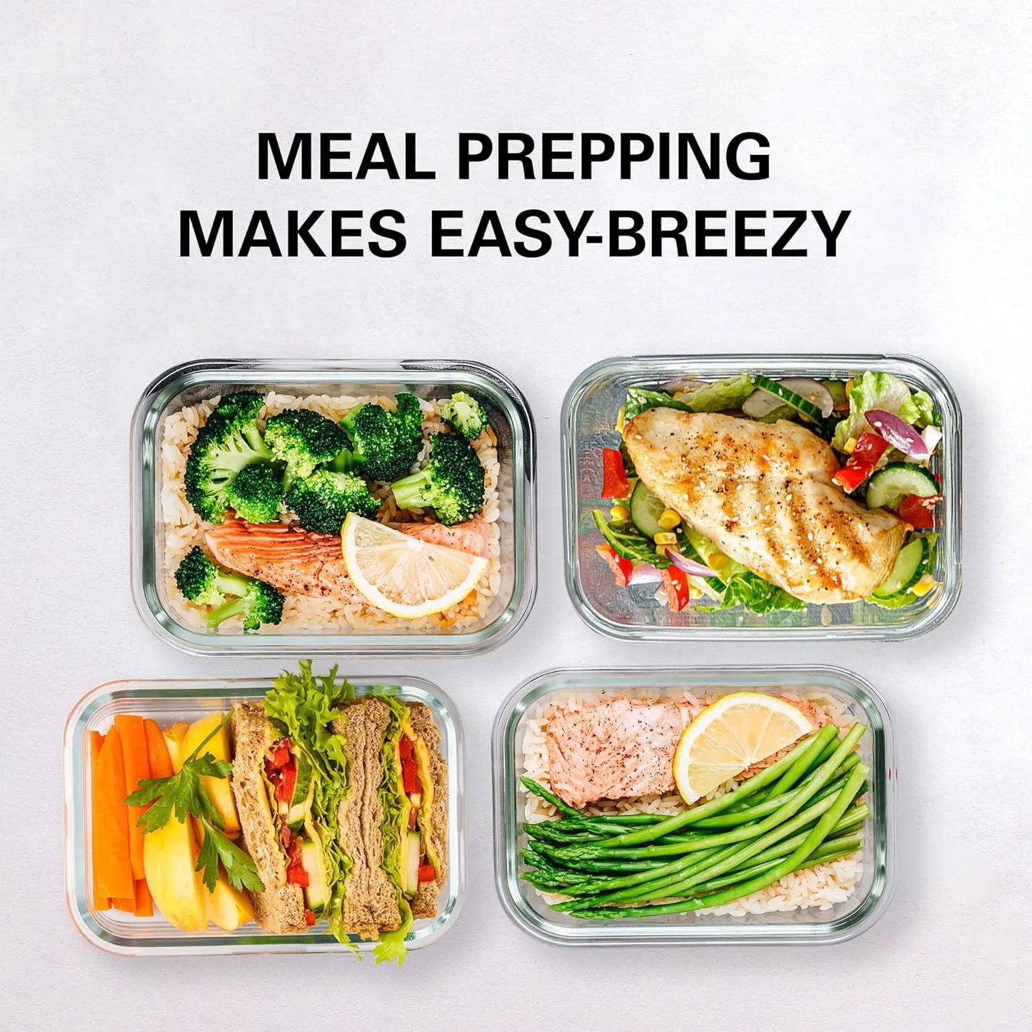 Vtopmart 8 Piece Borosilicate Glass Storage Containers