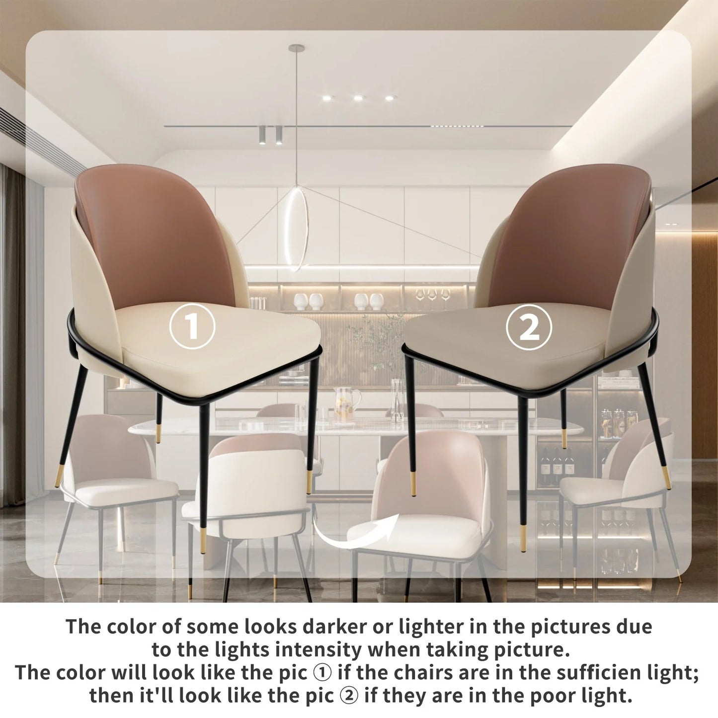 Set Of 2 Luxurious Microfiber Silicone Leather Dining Chairs