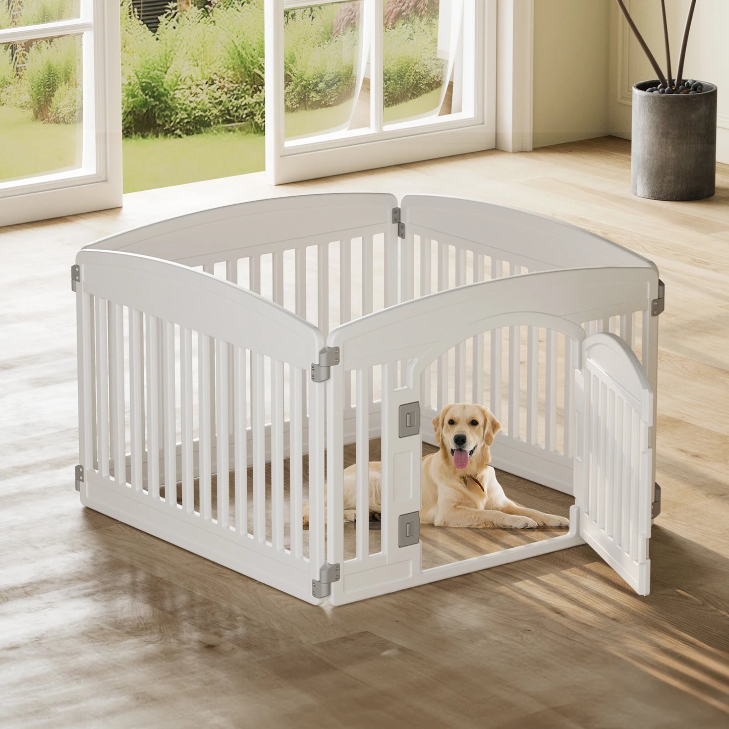 JHK Plastic Dog Playpen 6-Panel Expandable Pet Fence