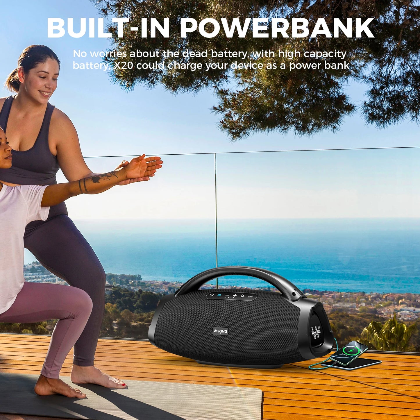 W-King X20 200W RMS Portable Bluetooth Speaker With Massive Bass