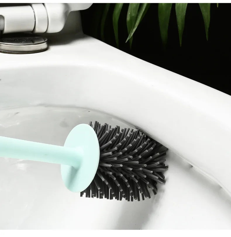WIKHOSTAR Silicone Toilet Brush Quick Drying Wall Mount Holder